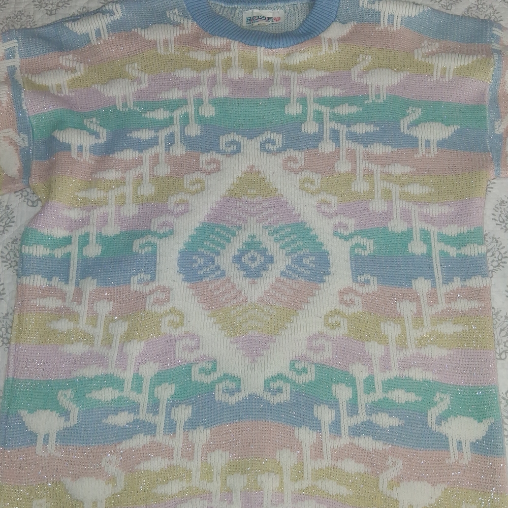 Vintage ROSE Sweater. With metallic details. - Picture 4 of 4